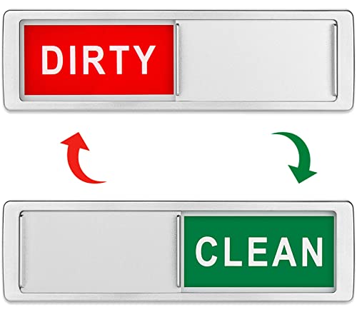 Dishwasher Magnet Clean Dirty Sign Non-Scratching Strong Magnet or 3M Adhesive Options Indicator Tells Whether Dishes are Clean or Dirty (Silver)
