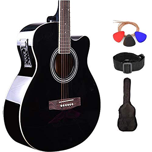 Kadence Frontier Series Acoustic Electric Guitar - Spruce Wood Finish Electric Acoustic Guitar (Black EQ) - Electro Acoustic Guitars with Strings, Strap, Pickup and Bag - Semi Acoustic Guitar