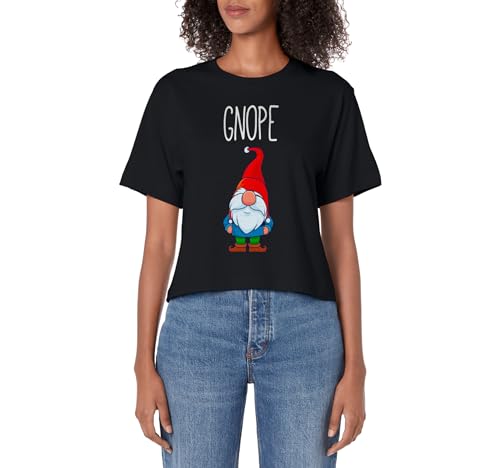 Gnope, Tomte Garden Gnome Gift, Funny Scandinavian Nope Women's Crop Top