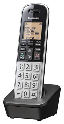 Panasonic Compact Cordless Phone with DECT 6.0, 1.6' Amber LCD and Illuminated HS Keypad, Call Block, Caller ID, Multiple Display Languages - 1 Handset - KX-TGB810S (Black/Silver)