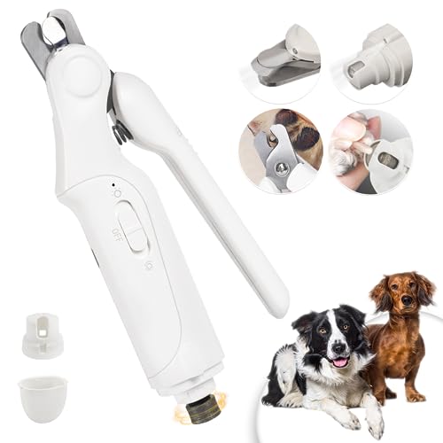 MORMIUKII Dog Nail Clippers with Sensor,2 in 1 Dog Nail Clipper & Dog Nail Trimmers with Light, Quiet Dog Nail Grinder with Safety Guard for Small Medium Dogs