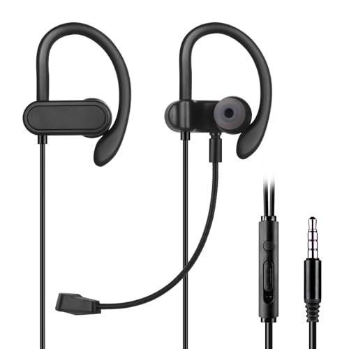 Mini Headset for Gaming & Web Conferencing, 3.5mm Earbuds with Boom Mic & Ear Hooks for PC, Mobile, Xbox Series X/S, Xbox One, PS5, PS4, PlayStation, Switch | Lightweight, Secure Fit & Clear Call