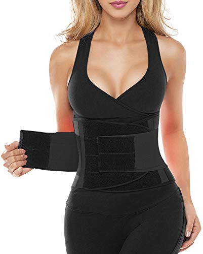 SHAPERX Women Waist Trainer Belt Waist Trimmer Belly Band Body Shaper Sports Girdles Workout Belt (SZ8002-Black, Medium)