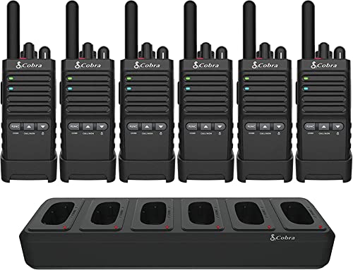 Cobra PX650 BCH6 - Professional/Business Walkie Talkies - Rechargeable, 300,000 sq. ft/25 Floor Range, Dust Protected and Splashproof (IP54 rating), Two-Way Radio Set (6-Pack)