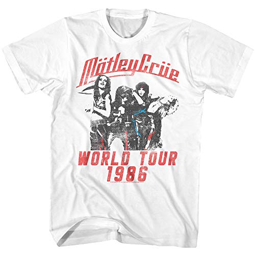 Motley Crue 1986 American Heavy Metal Rock Band World Tour White Adult T-Shirt Large