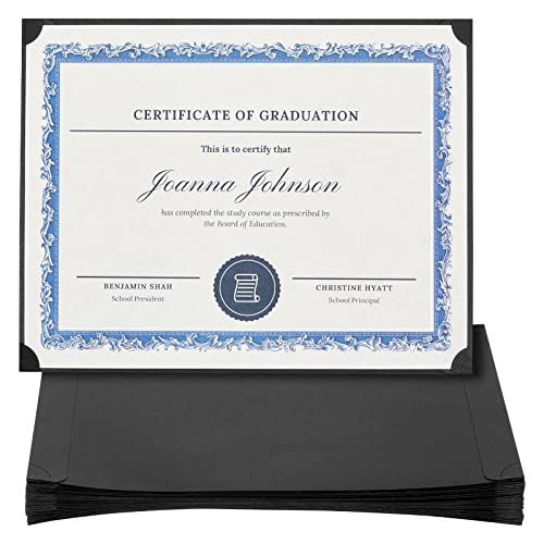 Best Paper Greetings 24-Pack Single Sided Award Certificate Holders - Bulk Certificate Holders for Graduation, Diploma, Employee Appreciation, Certification (fits 8.5x11, Black)