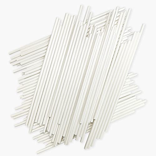 TAIHUIMY,100 Count 6 INCH White Paper Lollipop Sticks,Cake Pop Sticks,Sucker Sticks for Cookies,Rainbow Candy,Chocolate,Cake Topper