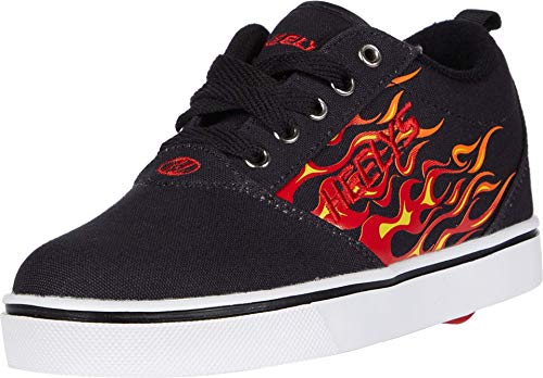 HEELYS Boy's Pro 20 Prints (Little Kid/Big Kid/Adult) Black/Red Flames 5 Big Kid (Men's 5) M