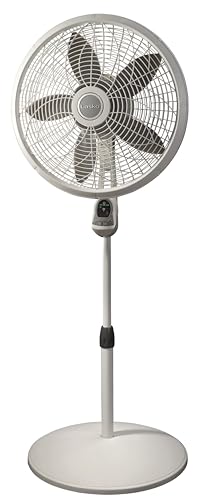 Lasko 18-Inch Remote Elegance and Performance Pedestal Floor Fan, 18 Inch, White 1850