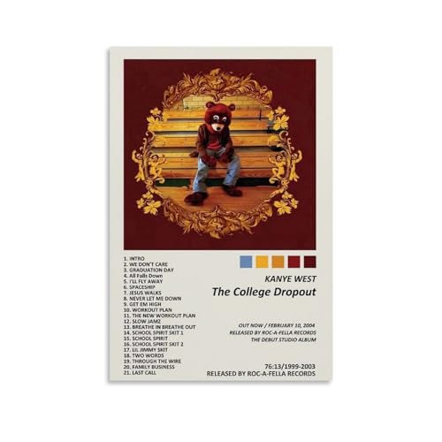 Kanye Poster The College Dropout Hip-hop Album Cover Poster Country Pop Singer Music Posters for Room Aesthetic Retro Canvas Wall Art Prints Room Decor 12x18inch(30x45cm) Unframe-style