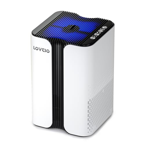 LOYTIO Air Purifiers for Home, HEPA Covers Up to 400 sq.ft Room, 24db Sleep Model, Night Lighting, 3 Timers, with Aromatherapy for Bedroom, Dorm Room, Apartment, Kitchen-KJ7