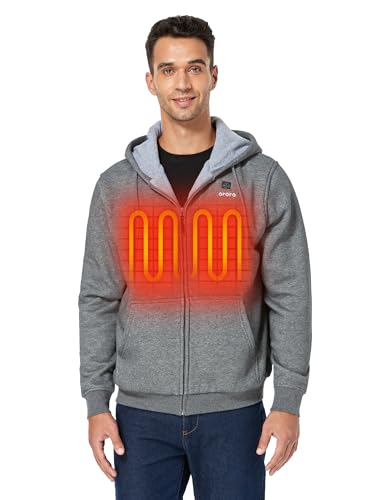 ORORO Cordless Light Gray Heated Hoodie Kit with 4400mAh Battery& Charger (Light Gray, Small)
