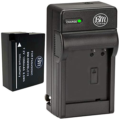 BM Premium High Capacity DMW-BLC12 Battery and Battery Charger for Panasonic Lumix DC-FZ1000 II DC-G95 DMC-G85 DMC-GH2 DMC-G5 DMC-G6K DMC-G7 DMC-GX8 DMC-FZ200 DMC-FZ300 DMC-FZ1000 DMC-FZ2500 Cameras