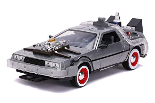 JADA TOYS, Back to The Future Part III: Time Machine with Light-up 1:24 Scale Vehicle, Unisex Adult Silver