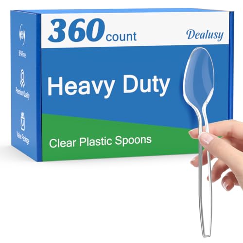 360 Count Clear Plastic Spoons Disposable, BPA-Free, Heat Resistant, Solid and Durable Disposable Spoons Heavy Duty Bulk, Premium Spoons plastic disposable for Party Supply