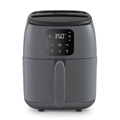 DASH Tasti-Crisp Electric Air Fryer Oven, 2.6 Qt., Grey – Compact Air Fryer for Healthier Food in Minutes, Ideal for Small Spaces - Auto Shut Off, Digital, 1000-Watt