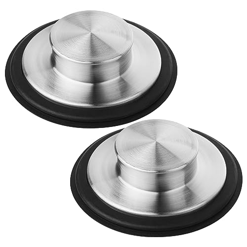 Tifanso Kitchen Sink Drain Stopper - 2PCS Garbage Disposal Stopper 3.34 Inch Sink Drain Plug, Stainless Steel Kitchen Sink Drain Cover Fits Standard Kitchen Drain Size of 3-1/2 Inch