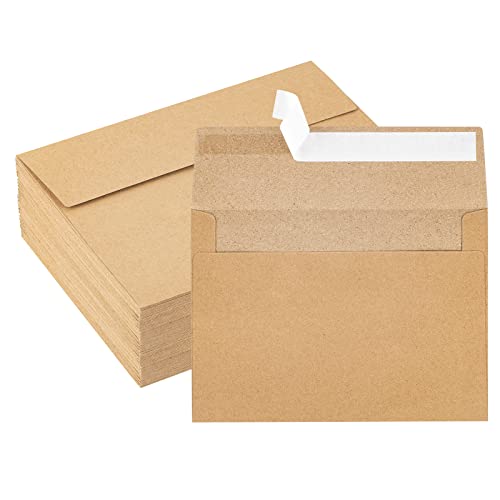 Kraft Envelopes, 50 Pack, 5 x 7 Inch, Brown Envelopes,A7 Envelopes, Card Envelopes, Kraft Paper Envelopes, Invitation Envelopes, Postcard Envelopes (Brown)