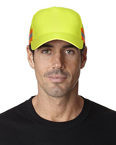 Adams Trucker Reflector High-Visibility Constructed Cap OS YELLOW