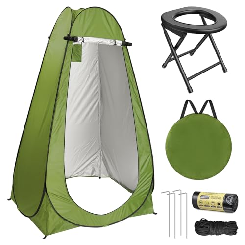 BLIKA Portable Toilet Kit for Adults, Pop Up Privacy Tent, Washable Foldable Portable Camp Toilet, Hold Up to 300 Pounds, Instant Portable Outdoor Shower Tent Camp Toilet Changing Dressing Room