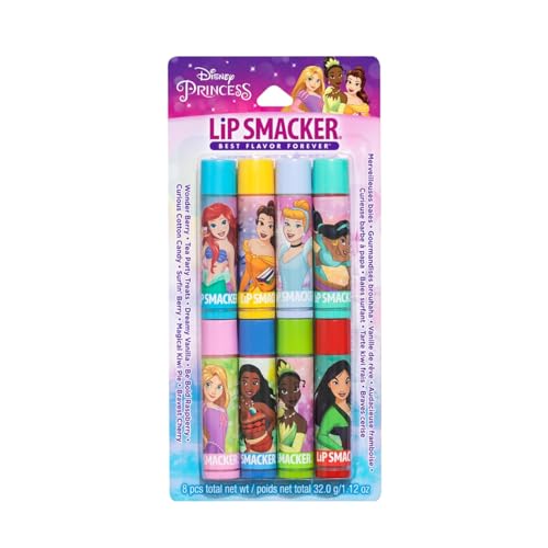 Lip Smacker Disney Princess Flavored Lip Balm Party Pack 8 Count, Clear, For Kids