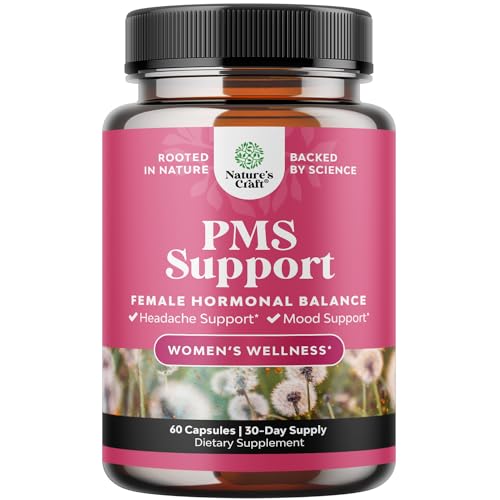 Advanced PMS Support Supplement for Women - Multibenefit PMS Relief Complex for Low Energy Mood Support Period Cramps and Bloating Relief for Women - Menstrual Hormonal Balance for Women (60 Capsules)