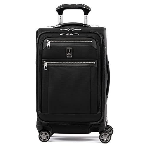 Travelpro Platinum Elite Softside Expandable Carry on Luggage, 8 Wheel Spinner Suitcase, USB Port, Suiter, Men and Women, Shadow Black, Carry On 21-Inch