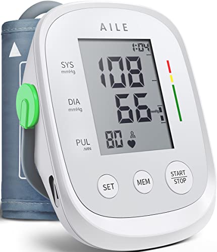 Blood Pressure Monitor,AILE blood pressure machine Upper Arm Large Cuff(8.7'-16.5'Adjustable),automatic high blood pressure cuff for home use,(BP)blood pressure monitor,2*99 memory,Easy to use/travel