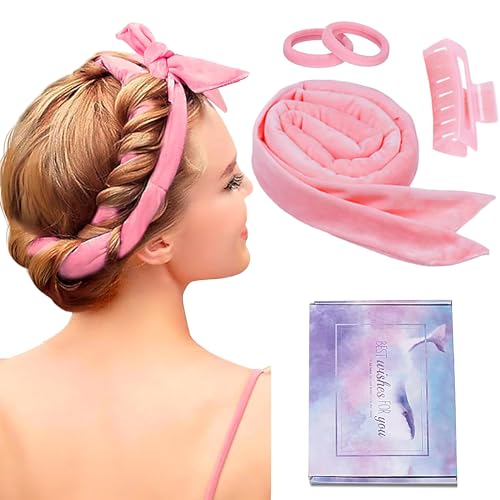 Heatless Curling Rod Headband, Upgraded 60' Extra Long Heatless Curls Headband Soft Hair Curlers to Sleep In Hair Rollers No Heat Curls with Clips and Scrunchies Hair Accessories Christmas Gift