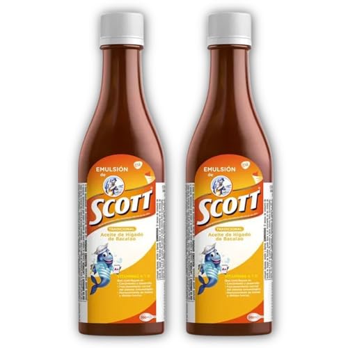 DECA EXPERTS Emulsion de Scott Aceite de hígado de bacalao sabor Tradicional Pack de 2 de 6.1 fl oz - 180 ml - con vitamina A y Calcio, suplemento dietético para niños, despensa Colombiana