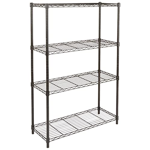 Amazon Basics 4-Shelf Adjustable, Heavy Duty Storage Shelving Unit (350 lbs loading capacity per shelf), Steel Organizer Wire Rack, Black, 36' L x 14' W x 54' H