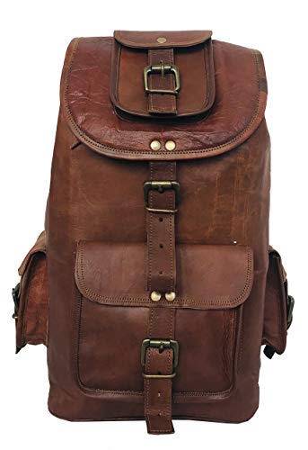 DHK 24'' Genuine Leather Vintage Handmade Casual Cross body Messenger Laptop Backpack Travel Rucksack