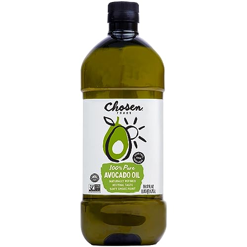 Chosen Foods 100% Pure Avocado Oil, Keto and Paleo Diet Friendly, Kosher Oil for Baking, High Heat Cooking Oil, Frying, Homemade Sauces, Dressings and Marinades (1.75 liters)