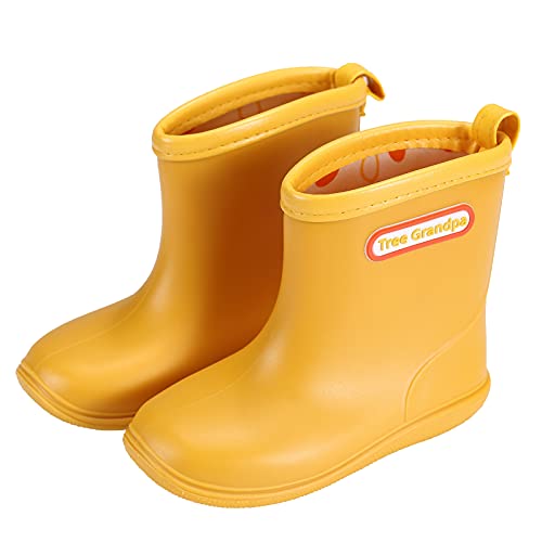 Tree Grandpa Yellow Toddler Rain Boots Size 5 Baby Waterproof Shoes Kids Rain boots for Boys Girls with Easy on