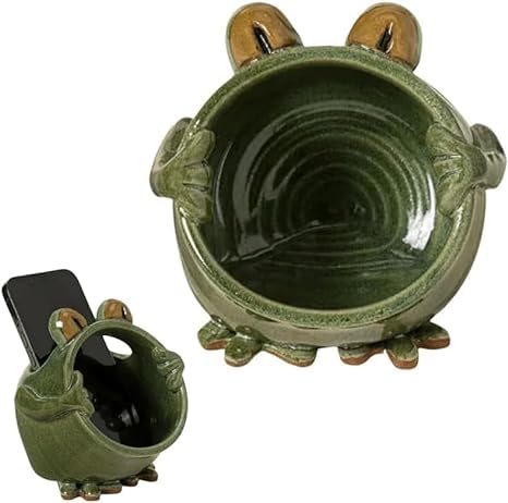 Phone Stand Sound Amplifier Acoustic Frog Amplifying Phone Speaker, Ceramics Desktop Cell Phone Speaker Amplifier Holder for All Phone, Natural Loudspeaker Mini Megaphone Smartphone Stand Decor