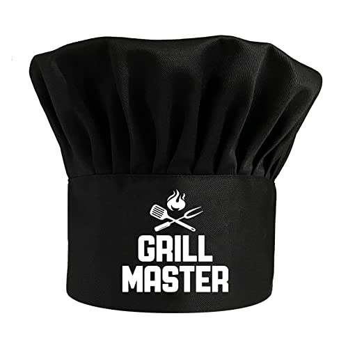 Grill Master,Funny Chef Hat，BBQ Chef Hats,Adjustable Kitchen Cooking Hat for Men & Women, BBQ Gift,Perfect for BBQ Grilling Barbecue Cooking Baking Black