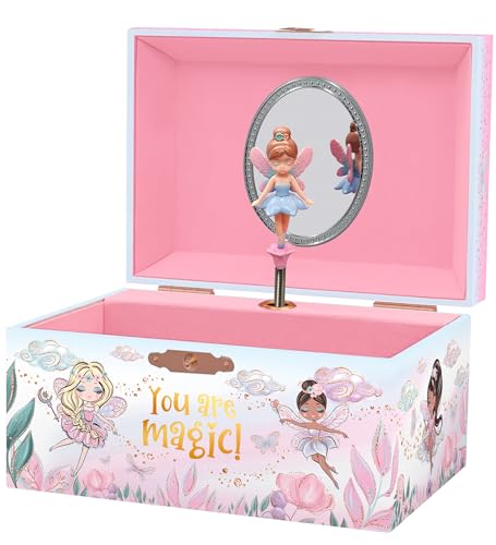Giggle & Honey Musical Fairy Jewelry Box for Girls - Kids Music Box with Spinning Fairy and Mirror, Princess Birthday Gifts for Little Girls, Childrens Jewelry Boxes for Ages 3-10 - 6 x 4.7 x 3.5 in