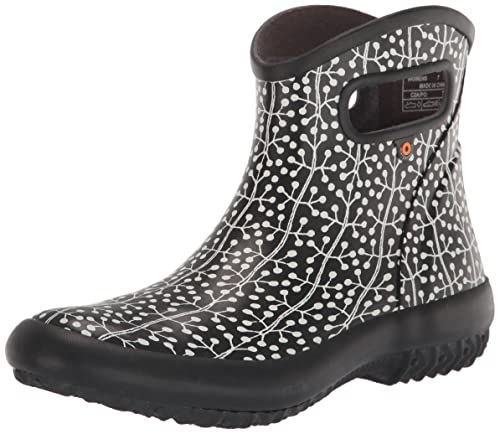 Bogs Womens Patch Ankle Boot Rain, Madhukar Print-Black, 7