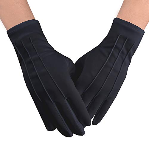 JISEN Men Police Formal Tuxedo Honor Guard Parade Nylon Cotton Gloves 26cm Black