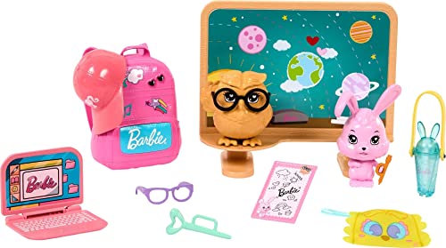 Barbie: My First Barbie Accessories, Story Starter School Pack with Chalkboard & Classroom Pets, Toys for Little Kids, 13.5-inch Scale