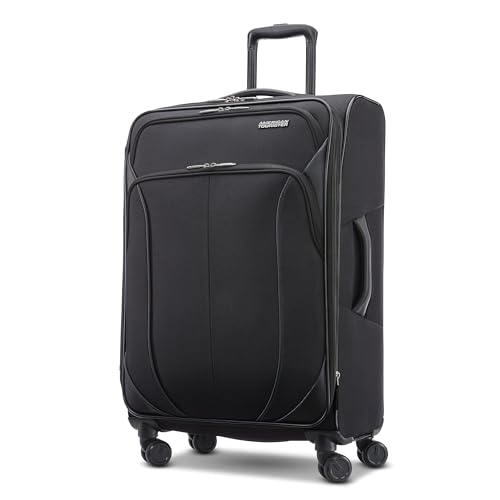 AMERICAN TOURISTER 4 KIX 2.0 Softside Expandable Luggage, Black, 24 Spinner