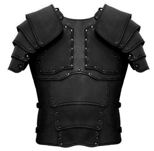 Deluxe Medieval Chest Armor Viking Warrior Adjustable Leather Armour Breastplate Costume for LARP Party Halloween Cosplay (Armor Black)