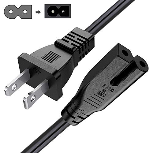 BICMICE 6Ft Extra Long 2 Prong Polarized Power Cord for Vizio-LED-TV Smart-HDTV E-M-Series Sound Bar 2 Slot Adapter-AC-Wall-Cable:IEC-60320 IEC320 C7 to NEMA 1-15P for Sharp Philips LED TV PS1 PS2