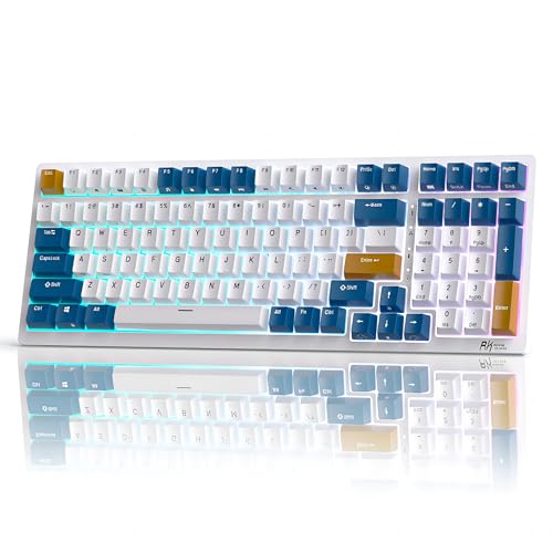 RK ROYAL KLUDGE RK98 Wireless Mechanical Keyboard Triple Mode 2.4G/BT5.1/USB-C 100 Keys Hot Swappable Red Switches with Number Pad RGB Backlit 3750mAh Battery NKRO Gaming Keyboard Ergonomic Design