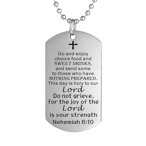 FAYERXL Christian Scripture Religious Dog Tag Necklace,Catholic Bible Verse Baptism Confirmation Sacrament Gifts