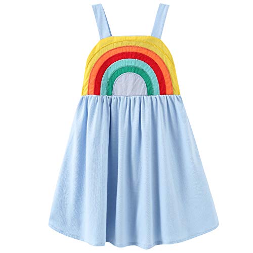 Frogwill Toddler Girls Fifties Summer Dress Blue Rainbow 2-7Y (4T, Purple)