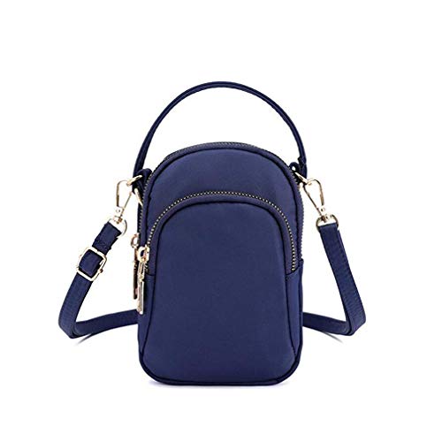 Small Women Girls Crossbody Handbags Cell Phone Purse Wallet Holder Pouch w/ 3 Zipper Pockets For Travel Work Shopping (Blue)