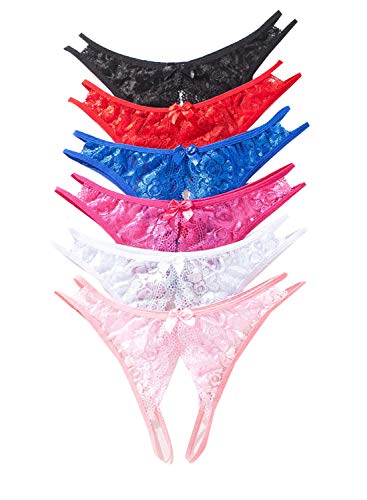 Justgoo Womens Lace G-String Thongs Panties Underwear Low Rise T-Back Underpants
