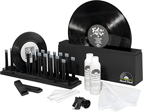 Big Fudge Vinyl Record Cleaning Kit for Vinyl Records - Includes Cleaning Machine & Vinyl Record Cleaning Care Solution - Microfiber Cloth & Rack for Record Player Accessories