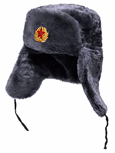 BELEON Ushanka Russian Fur Hat - Soviet Army Trapper Hat - Winter Hat